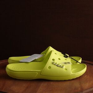 Crocs Sandals Mens SZ 10 Neon Yellow Classic Slide Waterproof Summer Shoes NWT